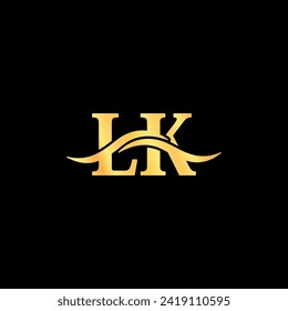 Letter L.K Monogram Logo golden gradient serif typography vector of business name identity serif font design