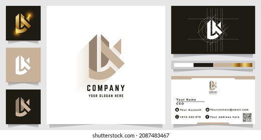 Letter LK or UK monogram logo with business card design