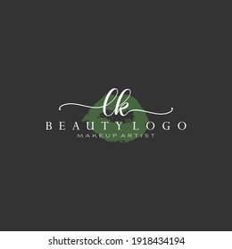 Letter LK Watercolor Lips Premade Logo Design, Logo for Makeup Artist Business Branding, Blush Beauty Boutique Logo Design, Calligraphy Logo