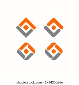 Letter LL Alphabet Logo Set, Abstract Square Community Logo Design Template, Pictogram Logotype, Gray Orange, Bussiness Marketing, Branding Identity, Dynamic and Profesional, Success, Network Teamwork