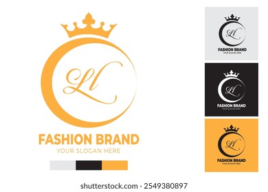 Letter Ll Crown Fashion Logo. Design vector template.
