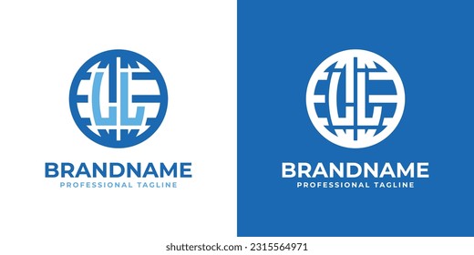 Letter LL Globe Logo, suitable for any business with double L or LL initials.
