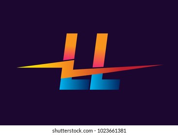 Letter LL logo with Lightning icon, letter combination Power Energy Logo design for Creative Power ideas, web, business and company.