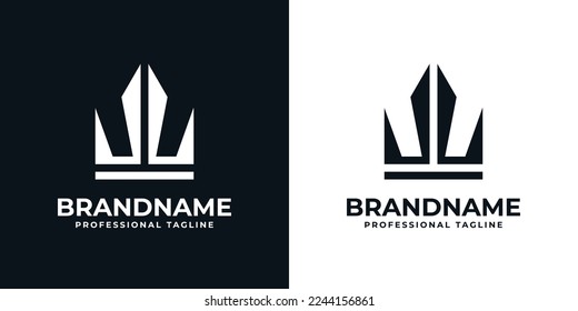 Logotipo de la letra LL Monograma Corona, adecuado para cualquier negocio con iniciales L o LL.