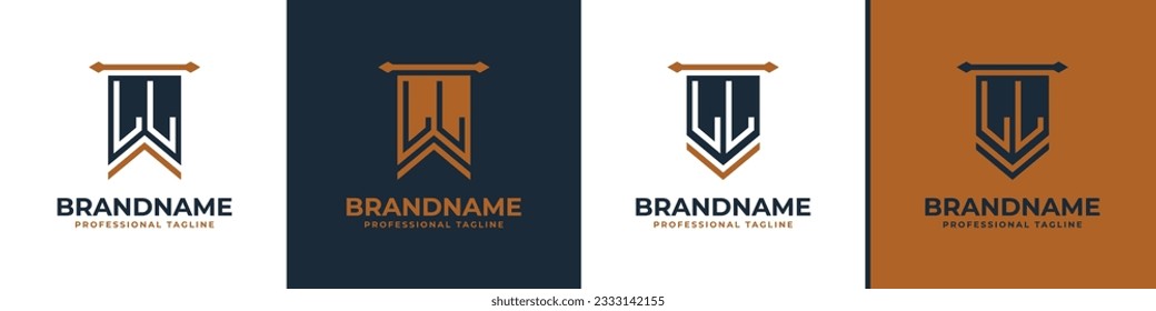 Letter LL Pennant Flag Logo Set, Represent Victory. Suitable for any business with L or LL initials.