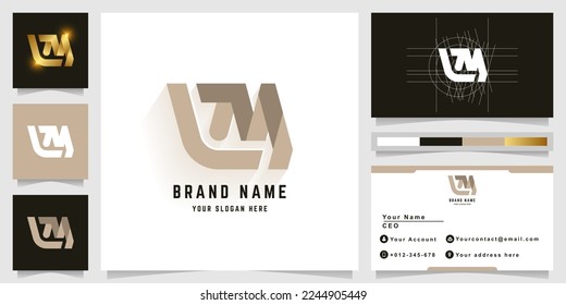 Letter LM or eM monogram logo with business card design