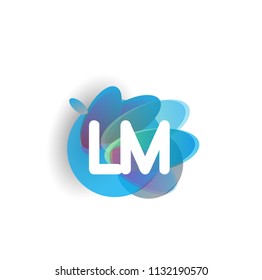 Letter LM logo with colorful splash background, letter combination logo design for creative industry, web, business and company.