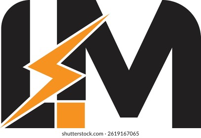 Letter LM logo combined with lightning icon shape