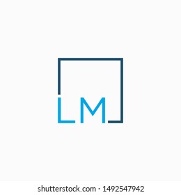 Letter LM Logo design with square frame line art. business consulting concept. studio,room,group icon. Suitable for business, consulting group company. - vector