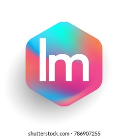 Letter LM logo in hexagon shape and colorful background, letter combination logo design for business and company identity.
