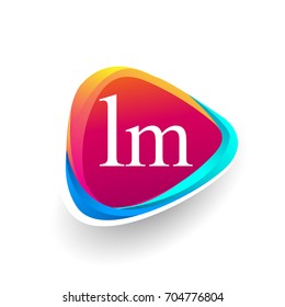 Letter LM logo in triangle shape and colorful background, letter combination logo design for company identity.