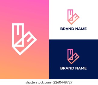Letter LM with mail Logo design Template