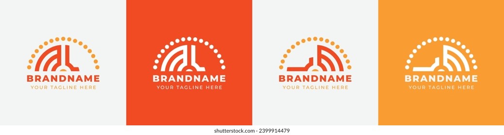 Letter LM and ML or LE and EL Sunrise  Logo Set, suitable for any business with LM, ML, LE, EL initials.