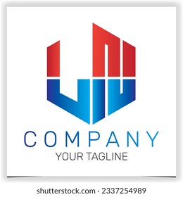 letter LN initial hexagon logo icon premium elegant template vector eps 10