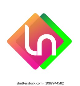 Letter LN logo with colorful geometric shape, letter combination logo design for creative industry, web, business and company.