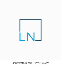 Letter Ln Logo design with square frame line art. business consulting concept. studio,room,group icon. Suitable for business, consulting group company. - vector