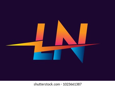 Letter LN logo with Lightning icon, letter combination Power Energy Logo design for Creative Power ideas, web, business and company.