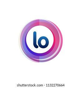 Letter LO logo with colorful circle, letter combination logo design with ring, circle object for creative industry, web, business and company.