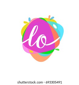 Letter LO logo with colorful splash background, letter combination logo design for creative industry, web, business and company.