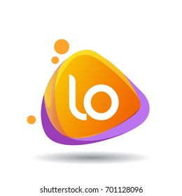 Letter LO logo in triangle splash and colorful background, letter combination logo design for creative industry, web, business and company.