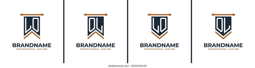 Letter LO and OL Pennant Flag Logo Set, Represent Victory. Suitable for any business with LO or OL initials.