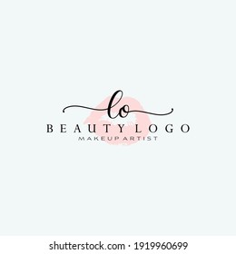 Letter LO Watercolor Lips Premade Logo Design, Logo for Makeup Artist Business Branding, Blush Beauty Boutique Logo Design, Calligraphy Logo