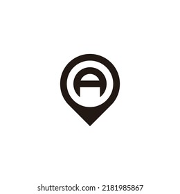Letter A location, circle geometric symbol simple logo vector