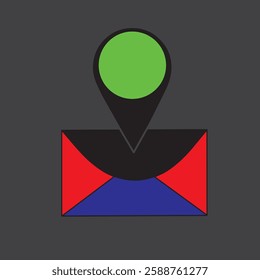 letter location icon colored flat style