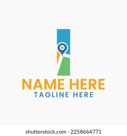 Letter I Location Logo Concept With Gps Symbol, Pin Icon Template