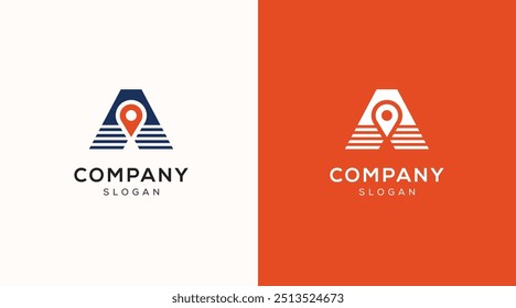 Letra Un icono de logotipo de ubicación. Vector de diseño de logotipo de mapas