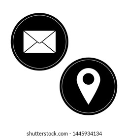 letter and location sign vector black icon
