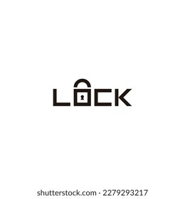 Letter lock, padlock geometric symbol simple logo vector