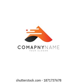 A letter logistic logo design template.