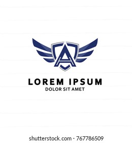 letter A logo 03 with shield and wing shape