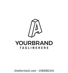 Letter A logo 3D isometric lines geometric shape template design vector