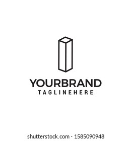Letter I logo 3D isometric lines geometric shape template design vector