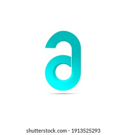 letter a logo with 3d model rendering of bright navyblue color gradient