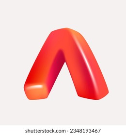 Letter A logo 3D render in cartoon cubic style. Cubic vector illustration. Impossible isometric shapes. Perfect for futuristic banner, optical illusion branding, kids labels, cute birthday posters.