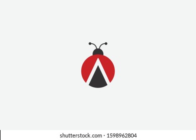 Letter logo A. Initial Icon A, and beetle vector, insect illustration symbol. 