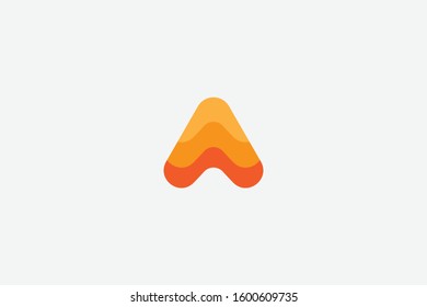 Letter logo A. Initial icon A, and triangle wave abstract icon modern vector