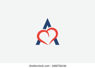 Letter logo A. Initial logo A with love icon