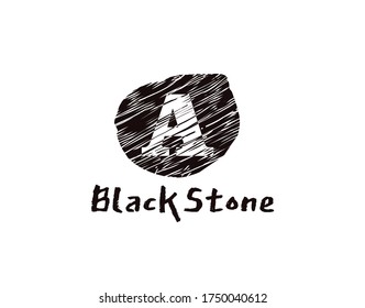 A Letter Logo. Abstract Black Stone A letter design created with minimalist retro grunge style concept