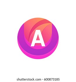 Letter A logo abstract circle shape element. Vector round company icon sign.