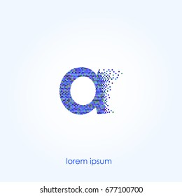 A Letter Logo. Abstract Design of Blue Bubbles.