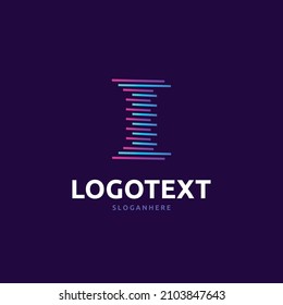 I letter logo abstract design on violet color background. I alphabet