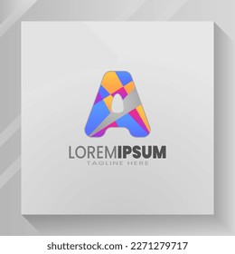 Un logotipo de carta con plantilla de diseño abstracto