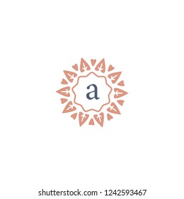 Letter A logo abstract flower leaf plant circle pattern for beauty, spa, hotel, or skin care and similar