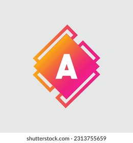 Una letra Logo diseño geométrico abstracto plantilla vector de diseño Logotipo icono Tecnología digital estilo.