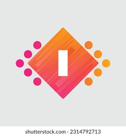 I Letter Logo abstract geometric design vector template Logotype icon Digital Technology style.