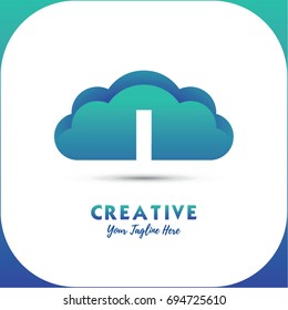 Letter I logo abstract symbol in the colorful cloud Template for your design